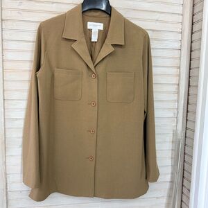 Liz Claiborne Tan Button-Up Shirt Jacket Topper Blazer Women’s L